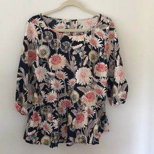 Dark blue flowered blouse
